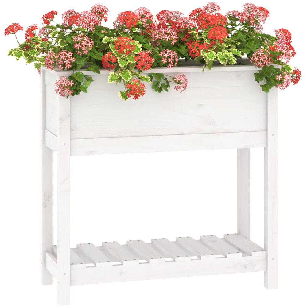 vidaXL Single Shelf White Solid Pine Wood Garden Planter 82.5 x 34.5 x 81cm Image 4