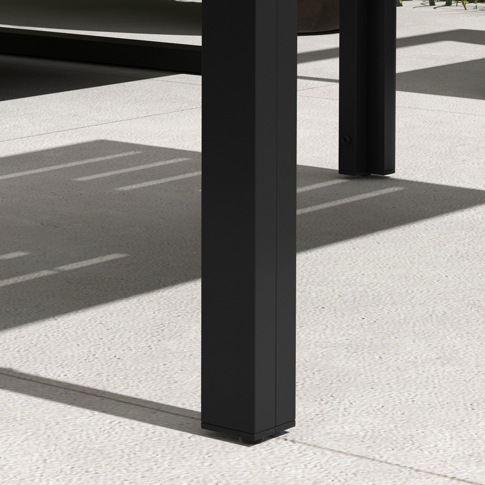 Outsunny Black Steel Frame and Slat Tabletop Outdoor Side Table Image 3