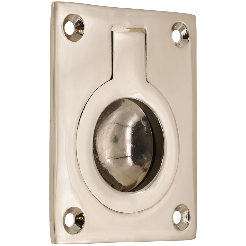 Spira Brass Polished Nickel Square Flush Ring Pull Handle Image 1