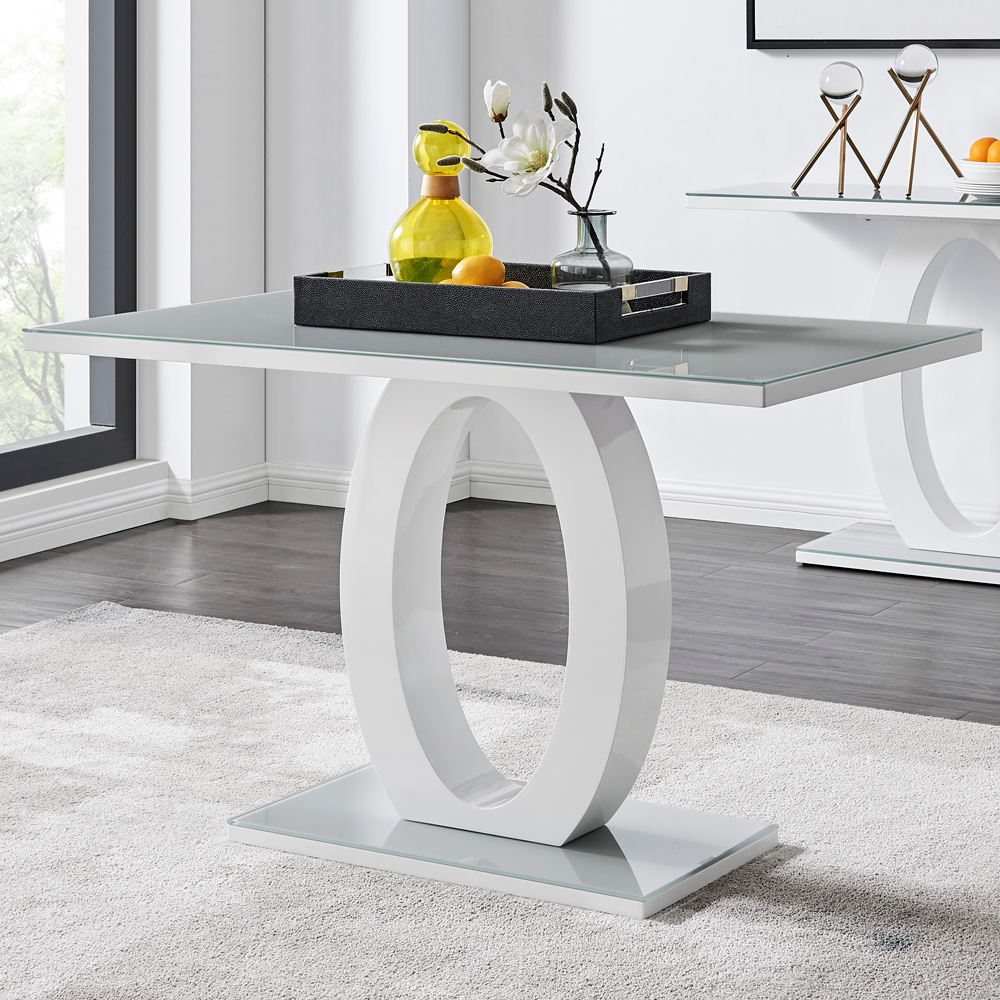 Furniturebox Lucia Valera 4 Seater Dining Set Grey Gloss Cream and Chrome Image 2