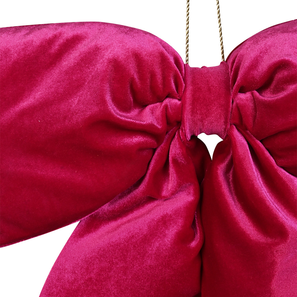 The Seasonal Gift Co Raspberry Pink Velvet Bow Hanging Decoration 61cm Image 2