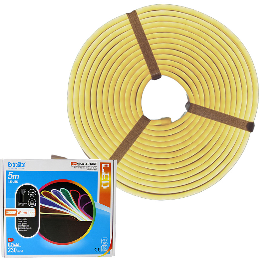 ExtraStar Neon Warm White LED Strip with Power Adapter 5m Image 2