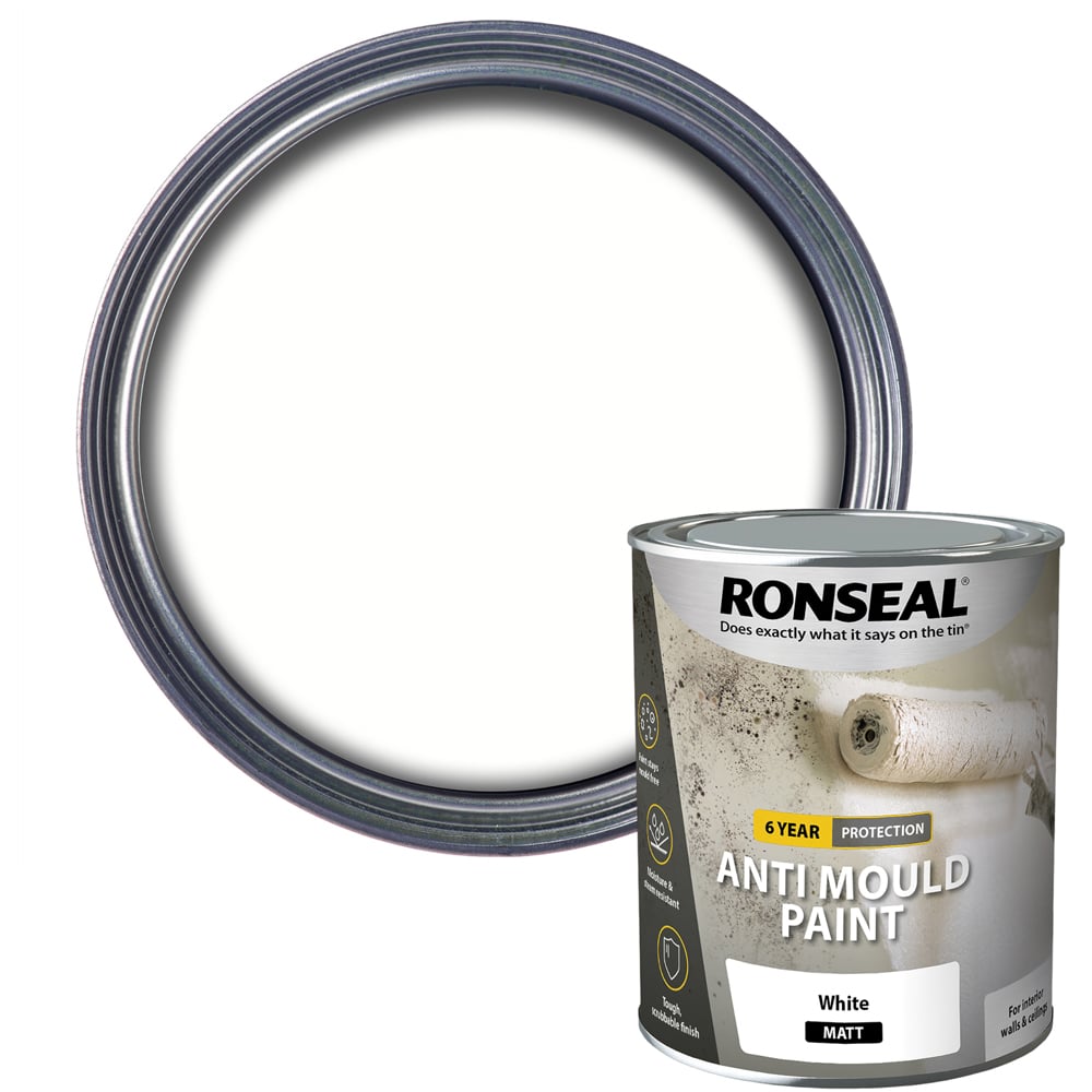 Ronseal Walls & Ceilings White Matt Anti Mould Paint 750ml Image 1