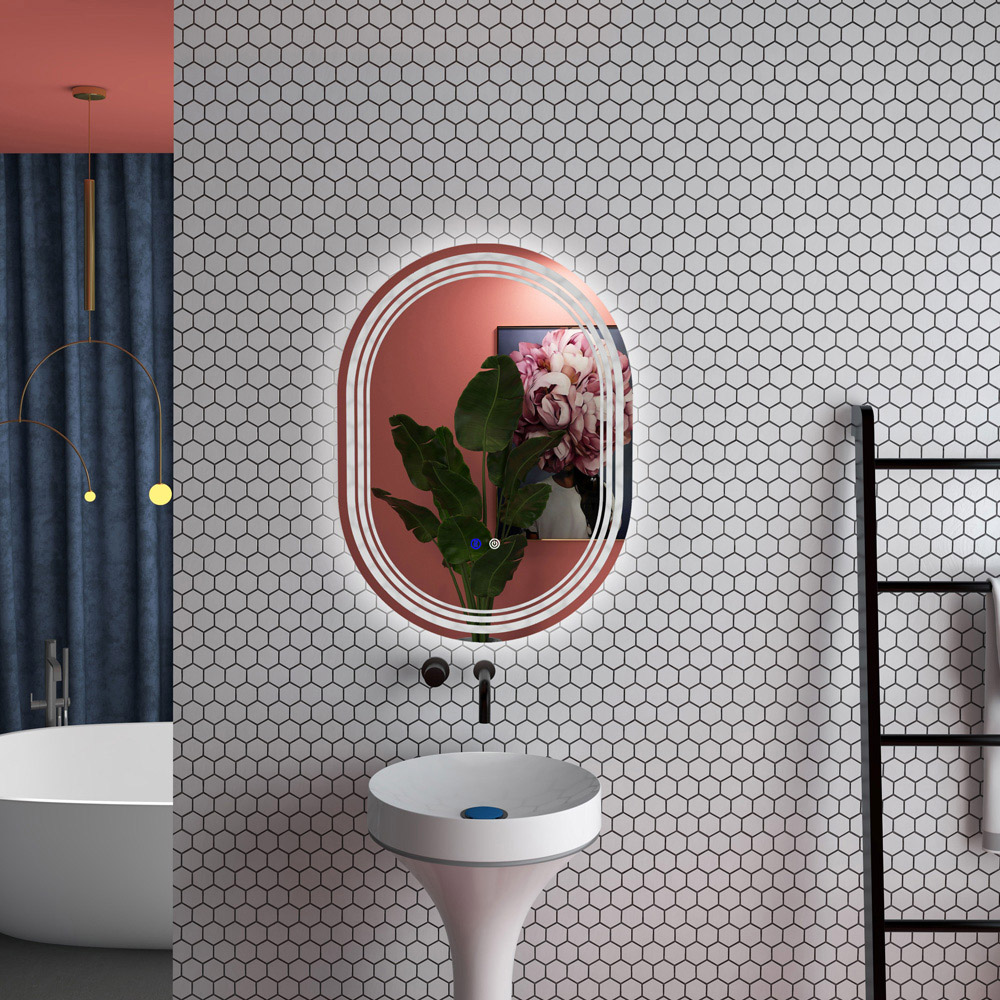 Portland Smart Touch LED Oval Bathroom Wall Mirror 80 x 60cm Image 2