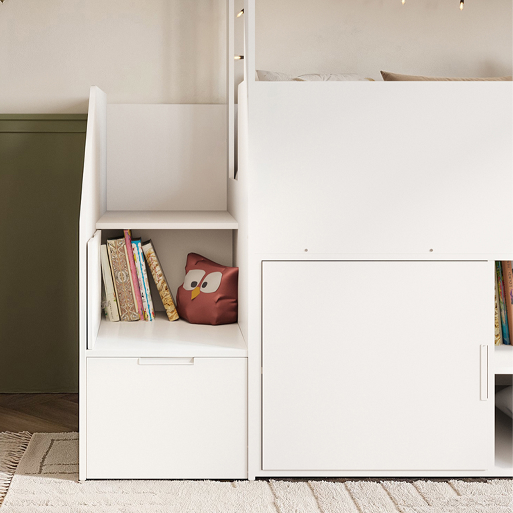 Flair Dreamland White and Oak House Staircase Mid Sleeper with Storage Image 5