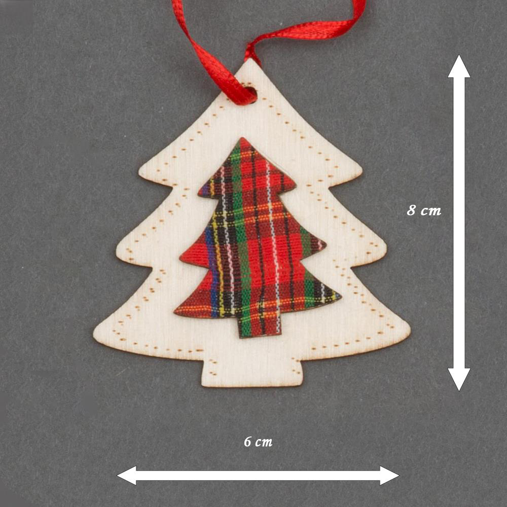 Shatchi 3 Piece Christmas Wooden Tree Ornament Set Image 3