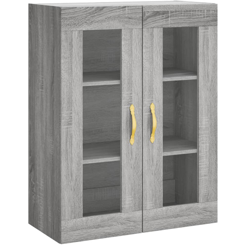 vidaXL 2 Glass Door Grey Sonoma Wall Mounted Large Cabinet Image 2