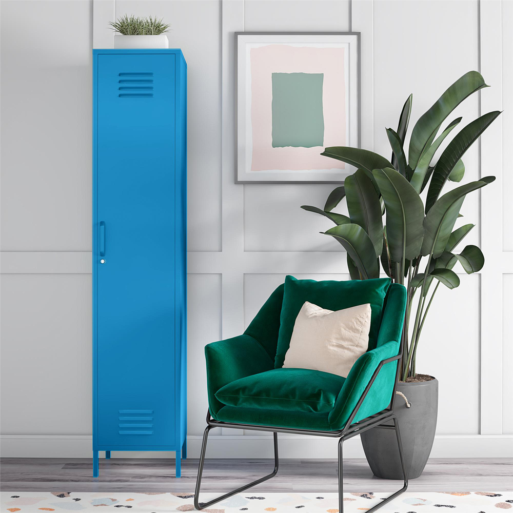 Novogratz Cache Single Door Blue Metal Locker Storage Cabinet Image 7