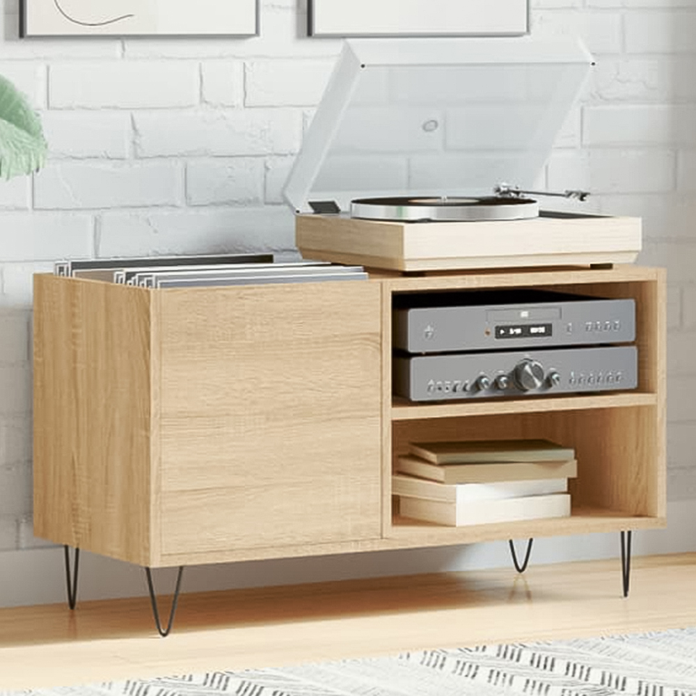 vidaXL 2 Shelf Sonoma Oak Record Cabinet Image 1