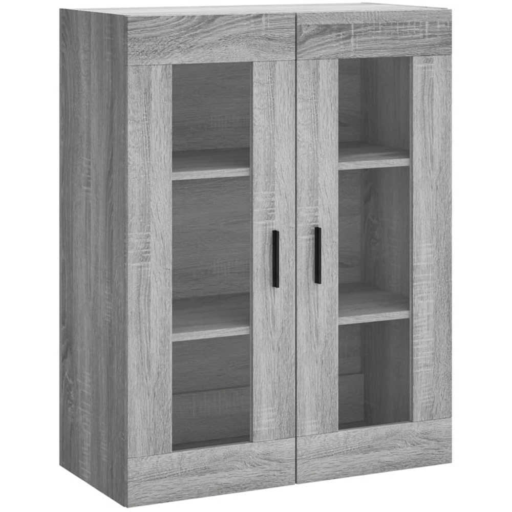 vidaXL 2 Glass Door 3 Drawer Grey Sonoma Highboard with Black Metal Legs Image 5