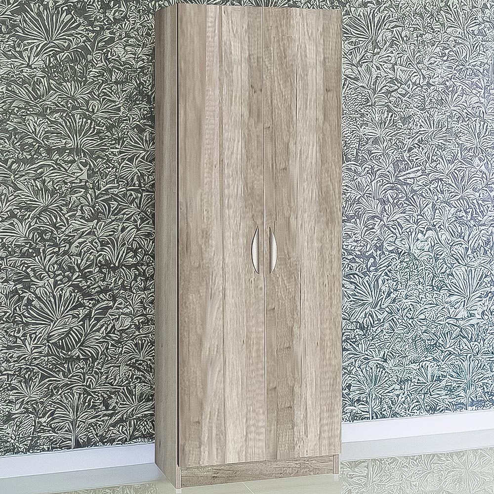 R White Cabinets 2 Door Grey Tall Cupboard Image 1