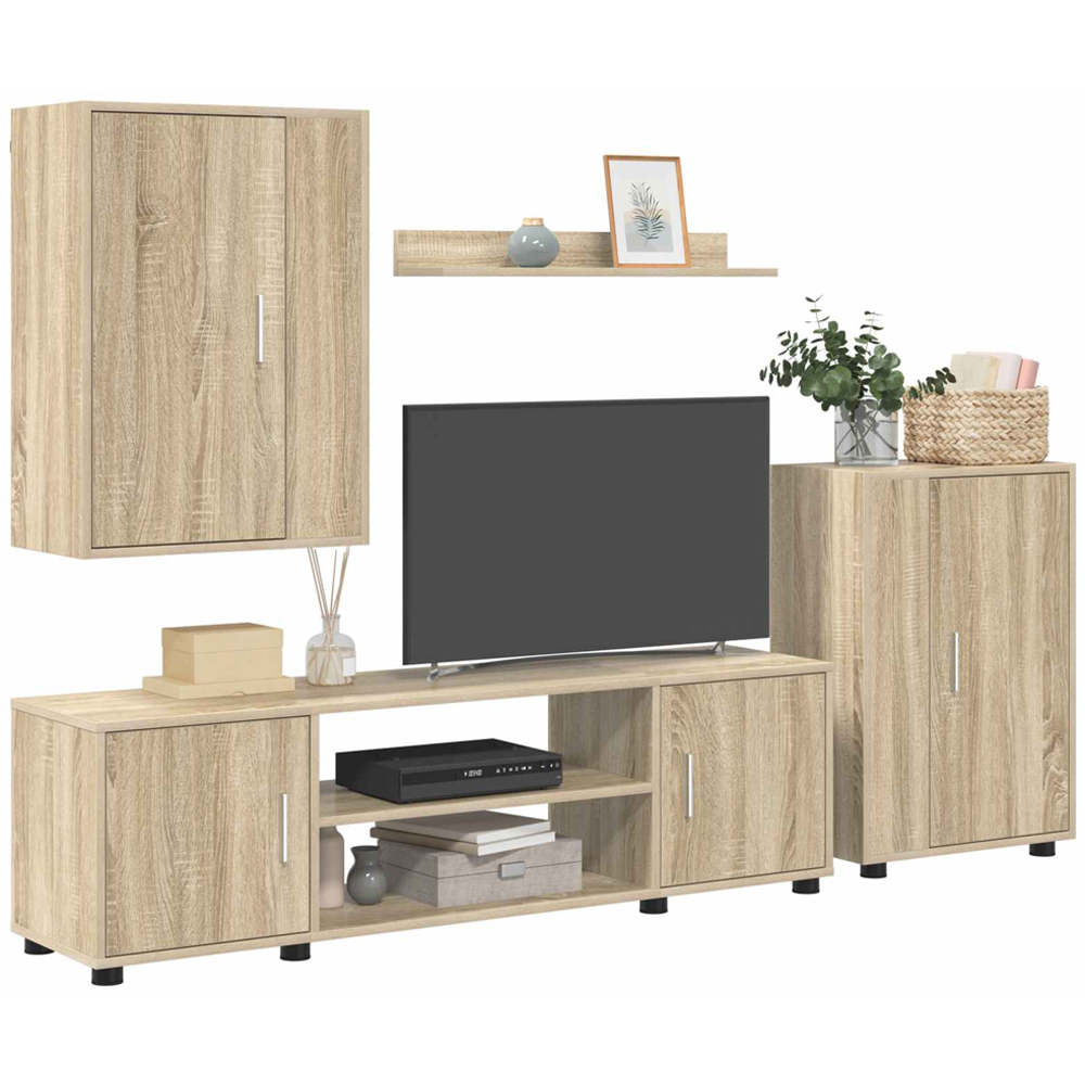 vidaXL Sonoma Oak Wall Mounted 4 Piece TV Cabinet Set Image 3