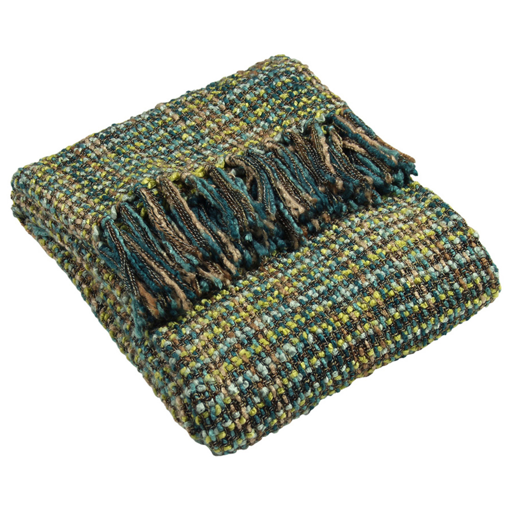 Paoletti Baoli Teal Chunky Woven Throw 140 x 180cm Wilko