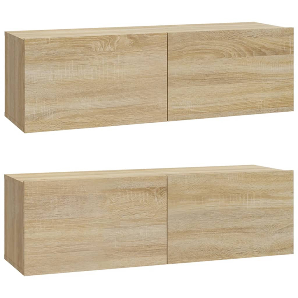 vidaXL 2 Door Sonoma Oak Wall Mounted TV Cabinet Set of 2 Image 2