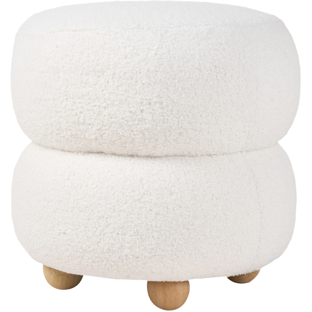 Living and Home Beige Teddy Fleece Round Footstool Image 2