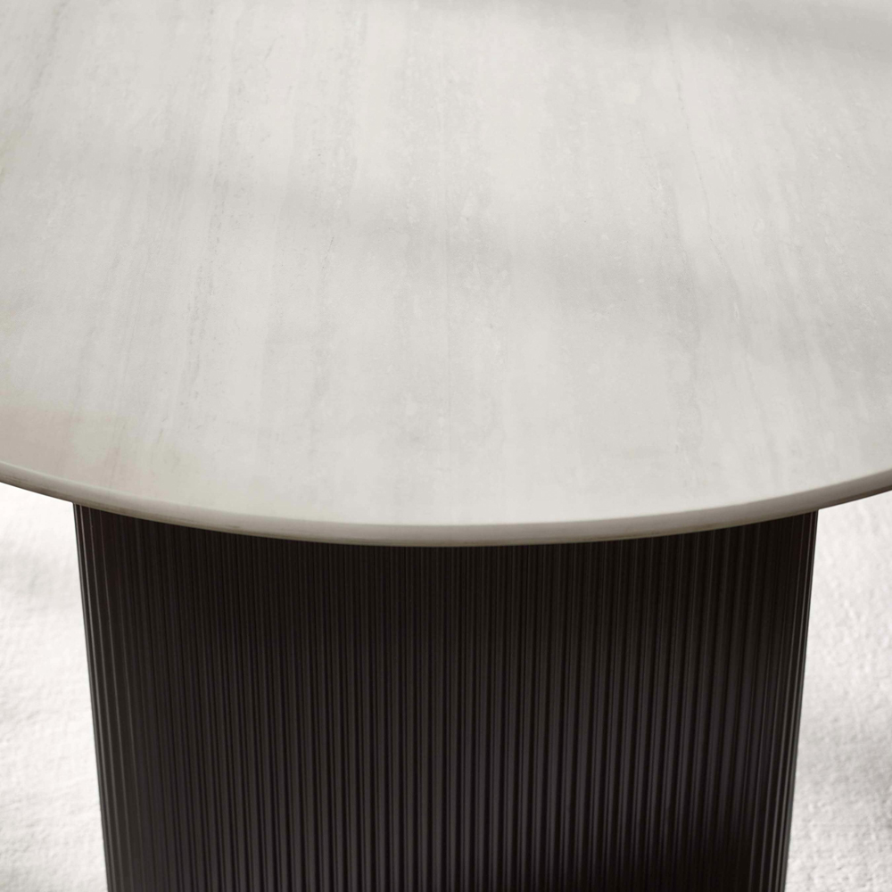 Julian Bowen Bolivia 6 Seater White Stone Effect Oval Dining Table Image 5