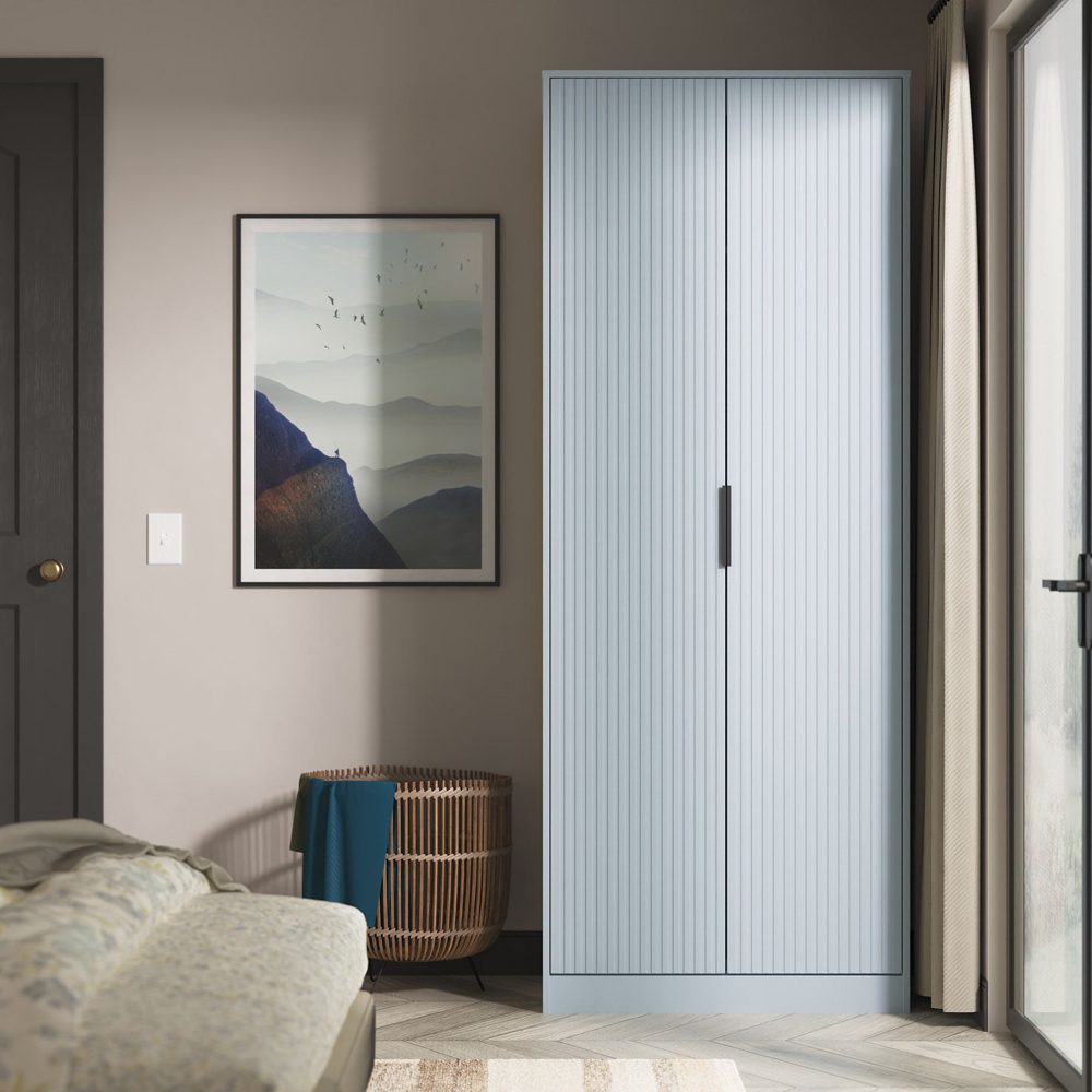 Crowndale Fluted 2 Door Denim Blue Tall Wardrobe Ready Assembled Image 8