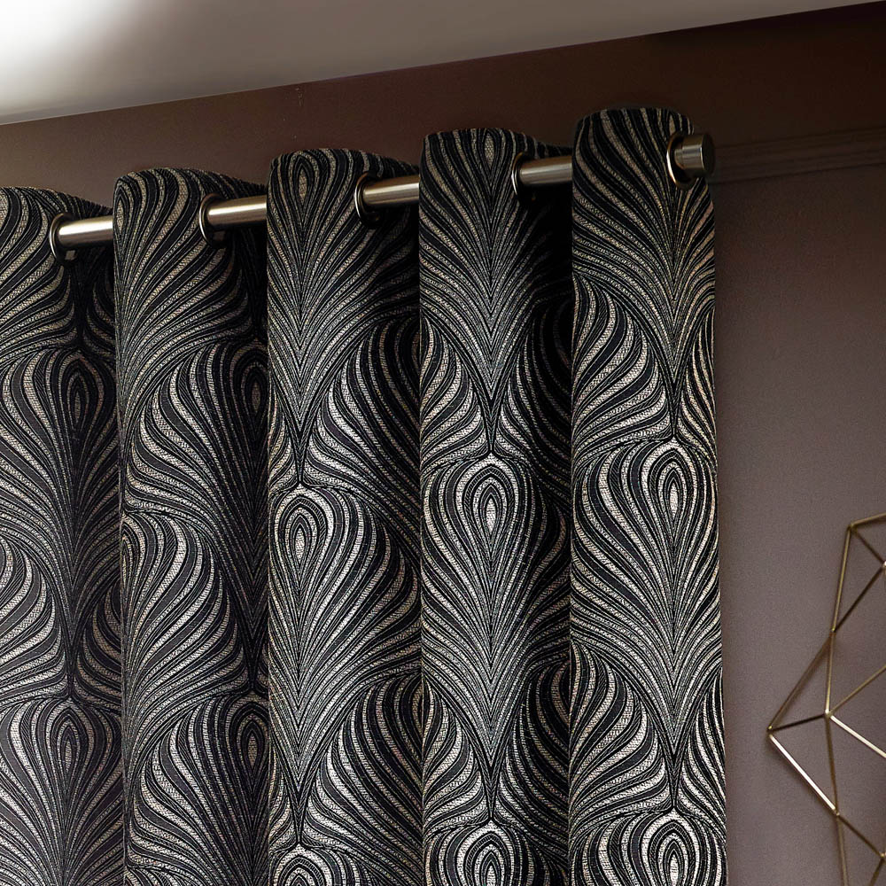 Paoletti Gatsby Black Jacquard Eyelet Curtain 168 x 137cm Image 4