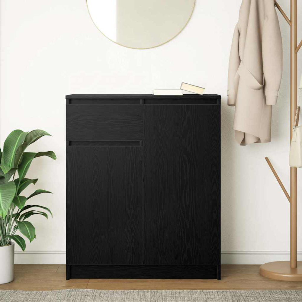 vidaXL 2 Door Single Drawer Black Oak Wooden Sideboard Image 9
