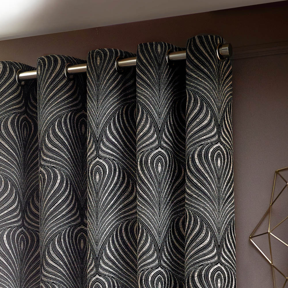 Paoletti Gatsby Black Jacquard Eyelet Curtain 183 x 229cm Image 4