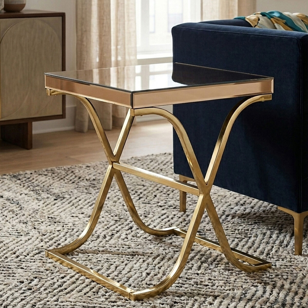 Premier Housewares Square Table with Cross Legged Base Image 4