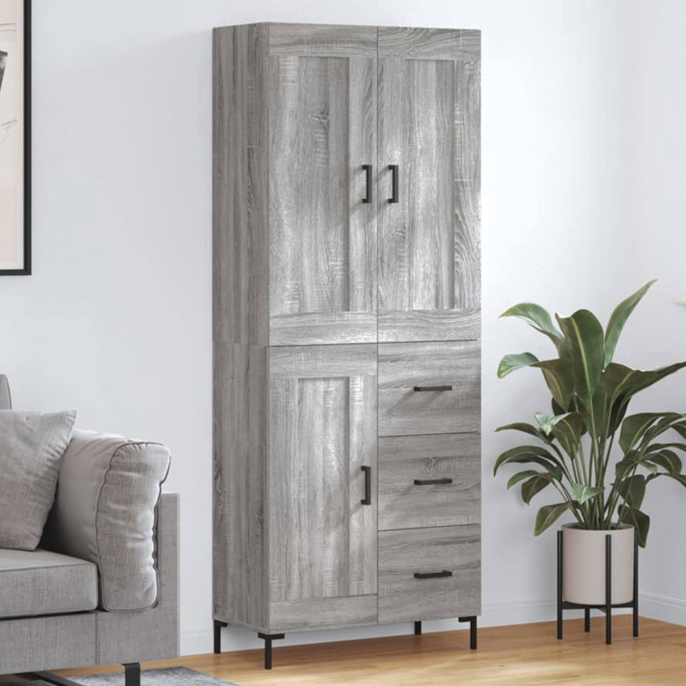 vidaXL 3 Door 3 Drawer Grey Sonoma Highboard Image 1