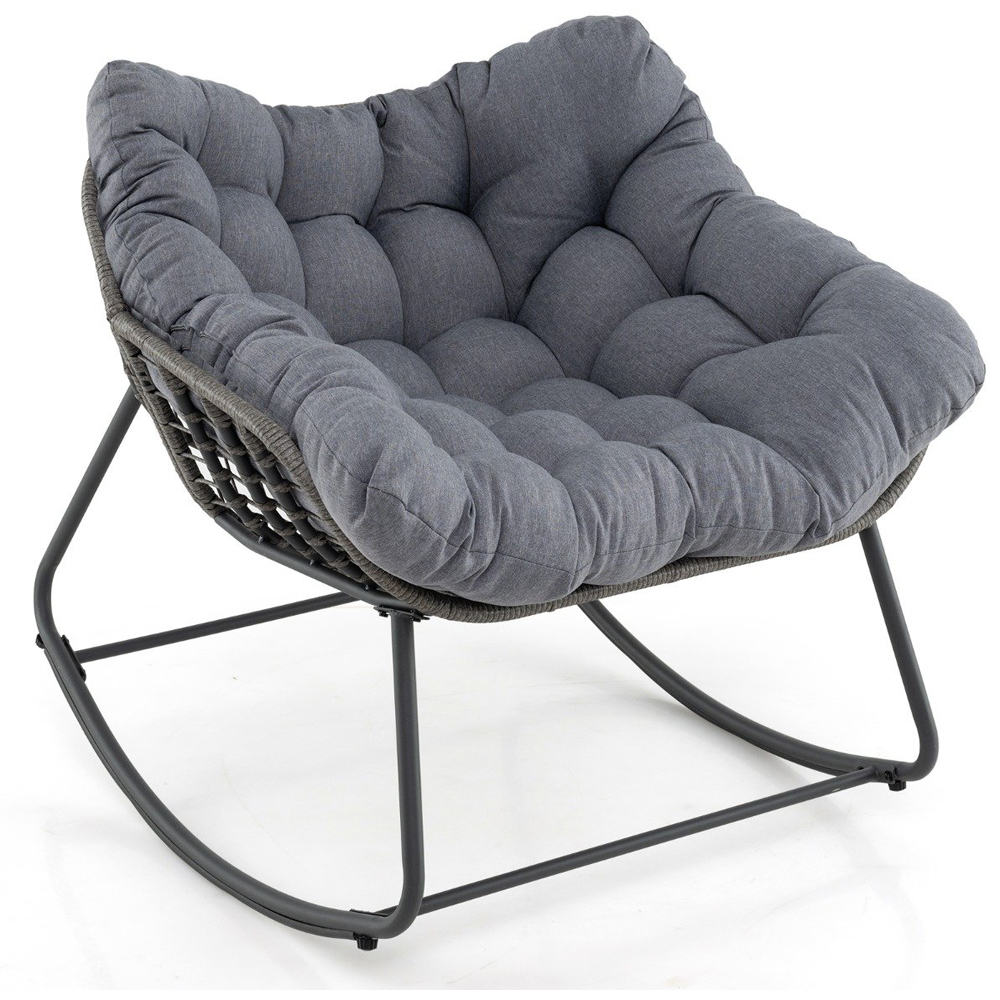 Costway Grey Outdoor Rocking Chair with Removable Cushion Image 2