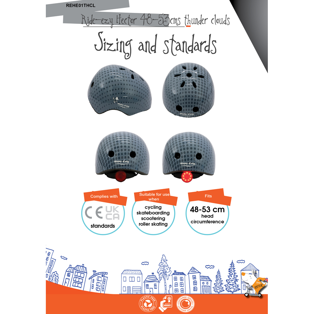 Ride-Ezy Hector Thunder Clouds Kids LED Helmet Image 8