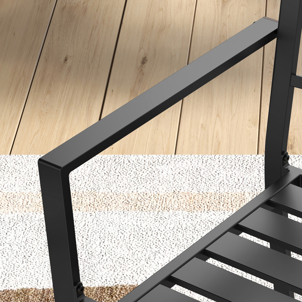 Outsunny Set of 4 Black Metal Slatted Patio Dining Chair Image 3