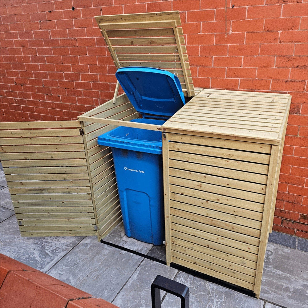 Samuel Alexander 134 x 122cm Large Wooden Double Wheelie Bin Shed Image 3