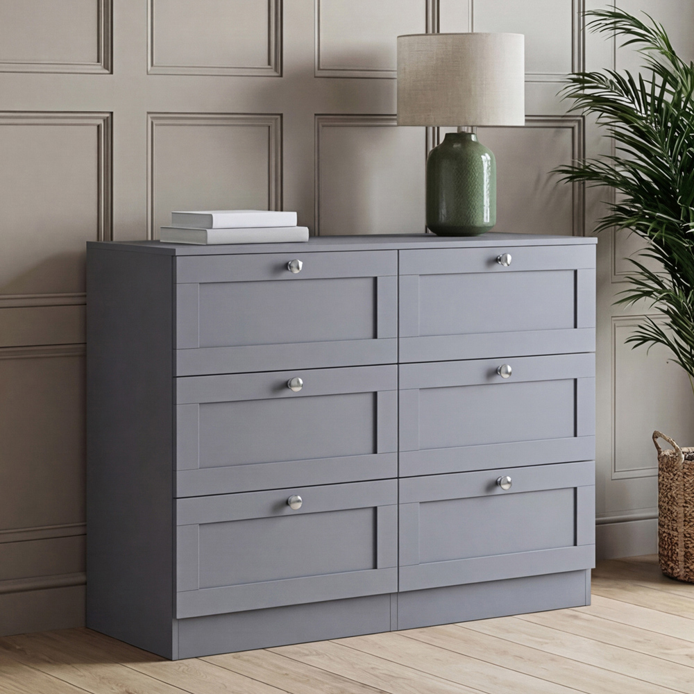 VIDA DESIGNS Altino 6 Drawer Grey Shaker-Style Chest of Drawers Image 3