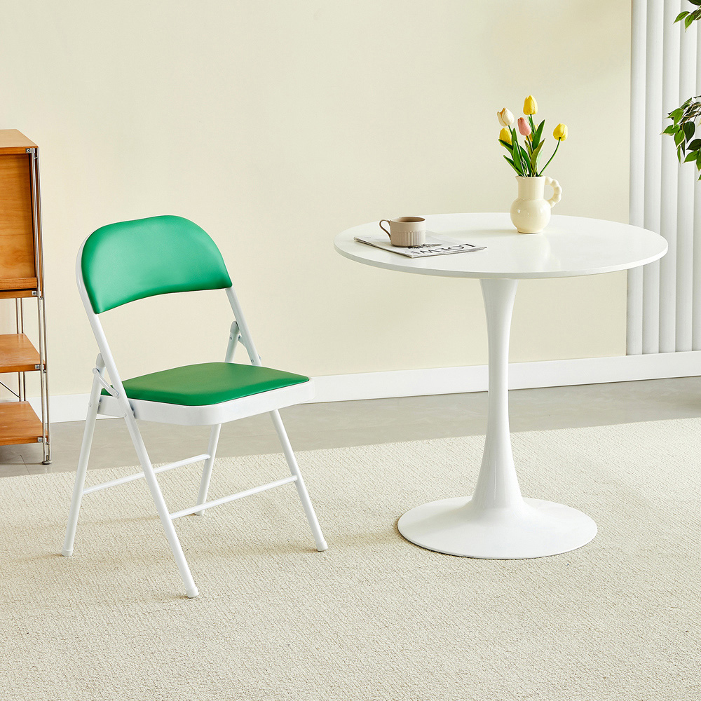 Green Padded Folding Metal Dining Chairs Image 5
