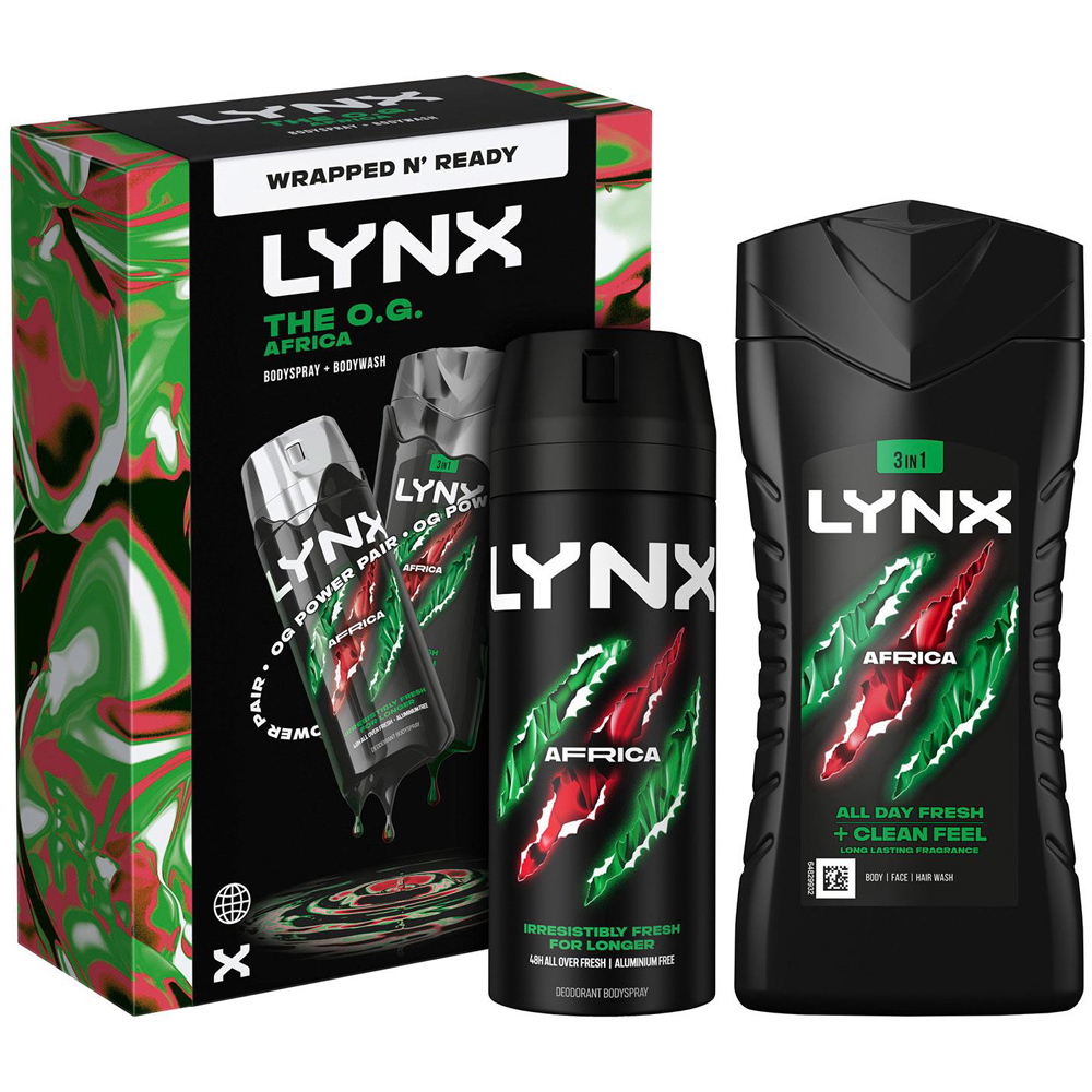 Lynx The O.G. Africa Masculine Scent Bodywash and Spray Duo Gift Set 4 Pack Image 2