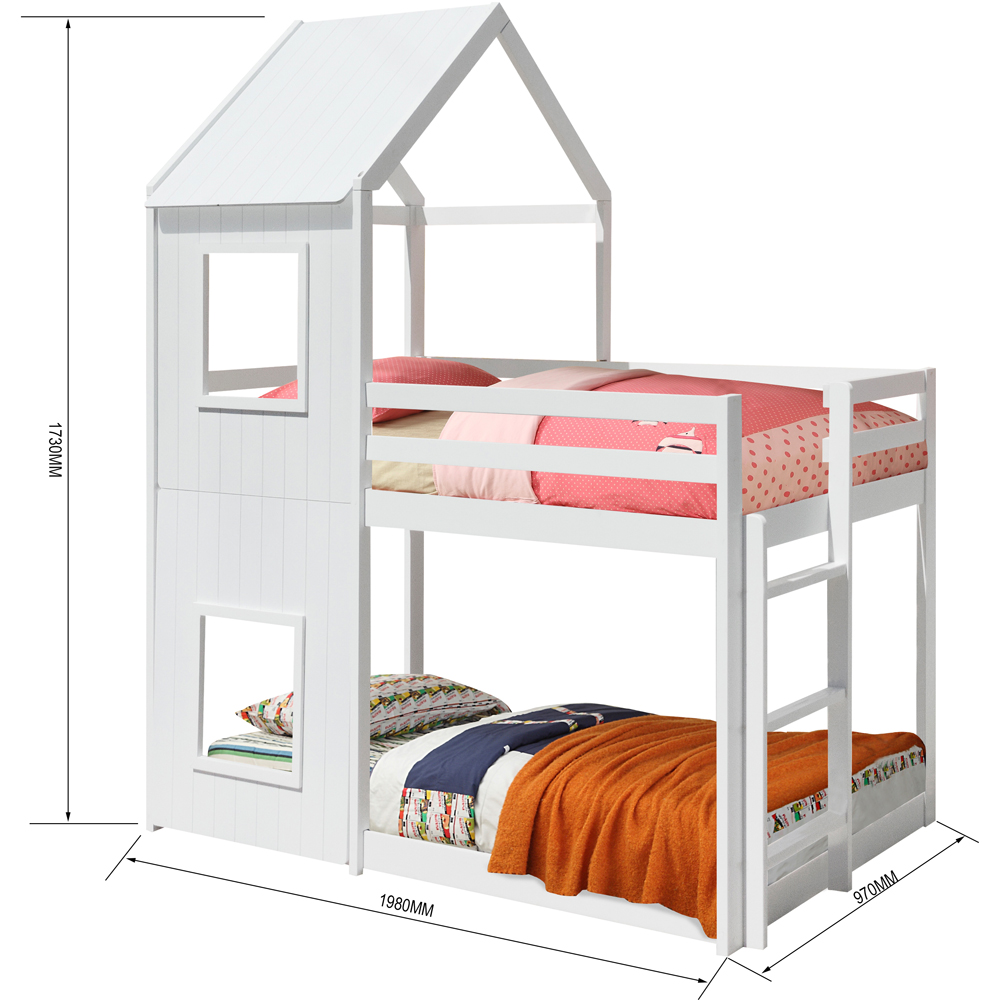 Comfy Living House Style White Wooden Bunk Bed Image 4