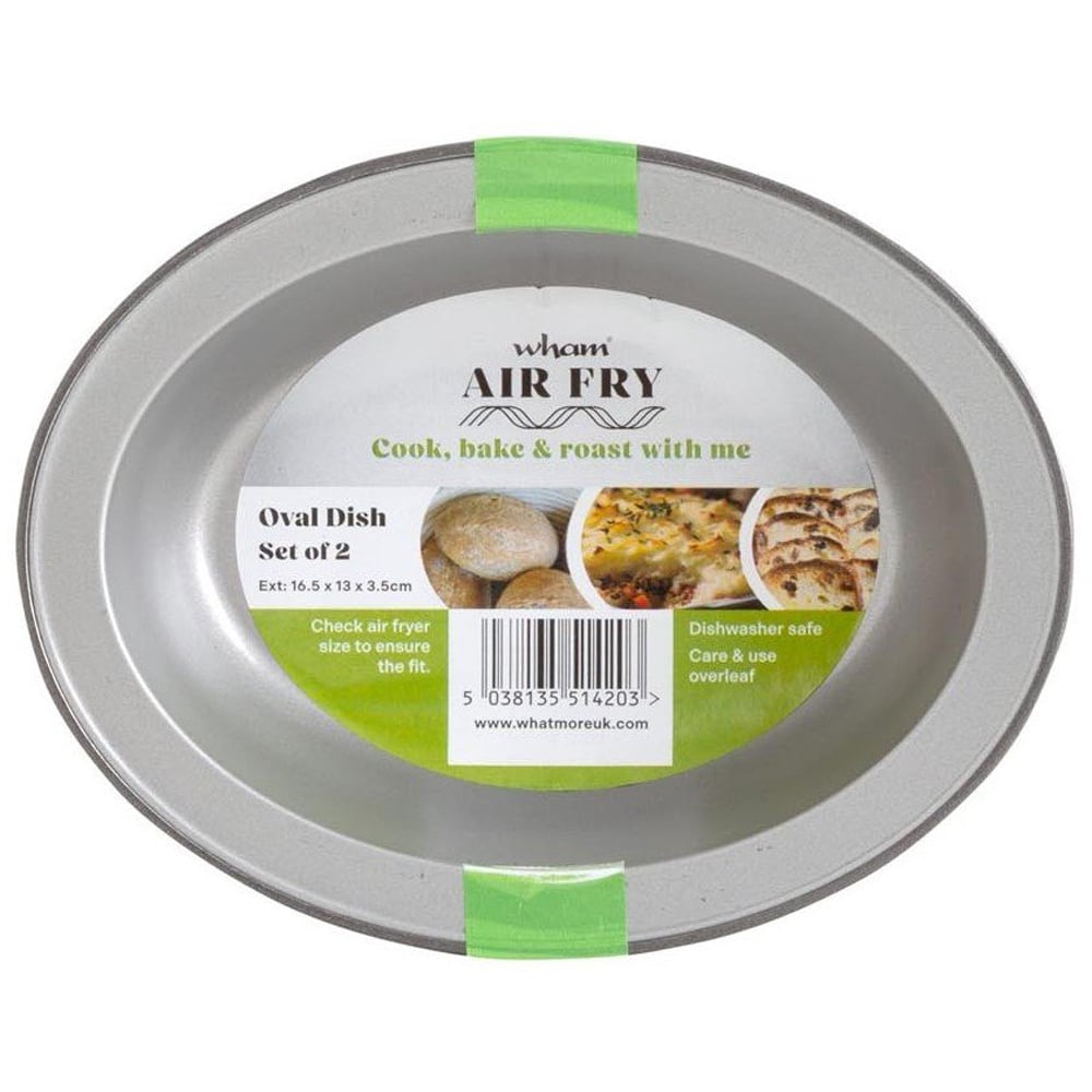 Set of 2 AirFry Oval Dishes - Silver Image 1