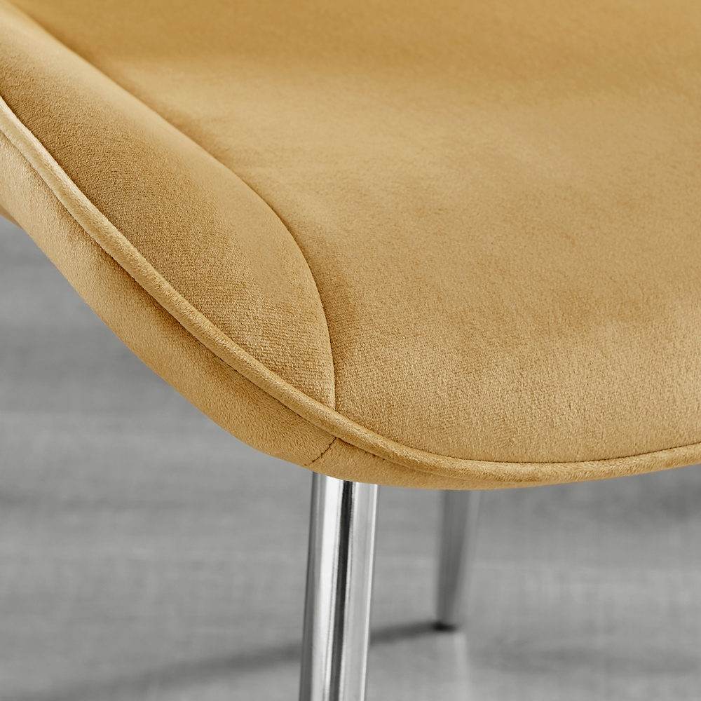 Furniturebox Elissa Cesano Marble Effect 2 Seater Round Dining Set White Mustard and Chrome Image 7