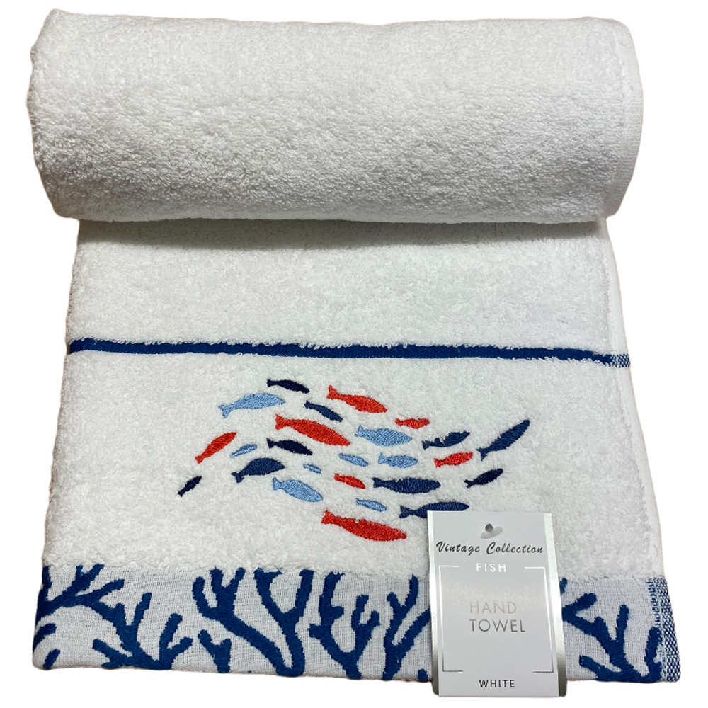 Bellissimo Soft Turkish Cotton White Fish Bath Towel Image 1