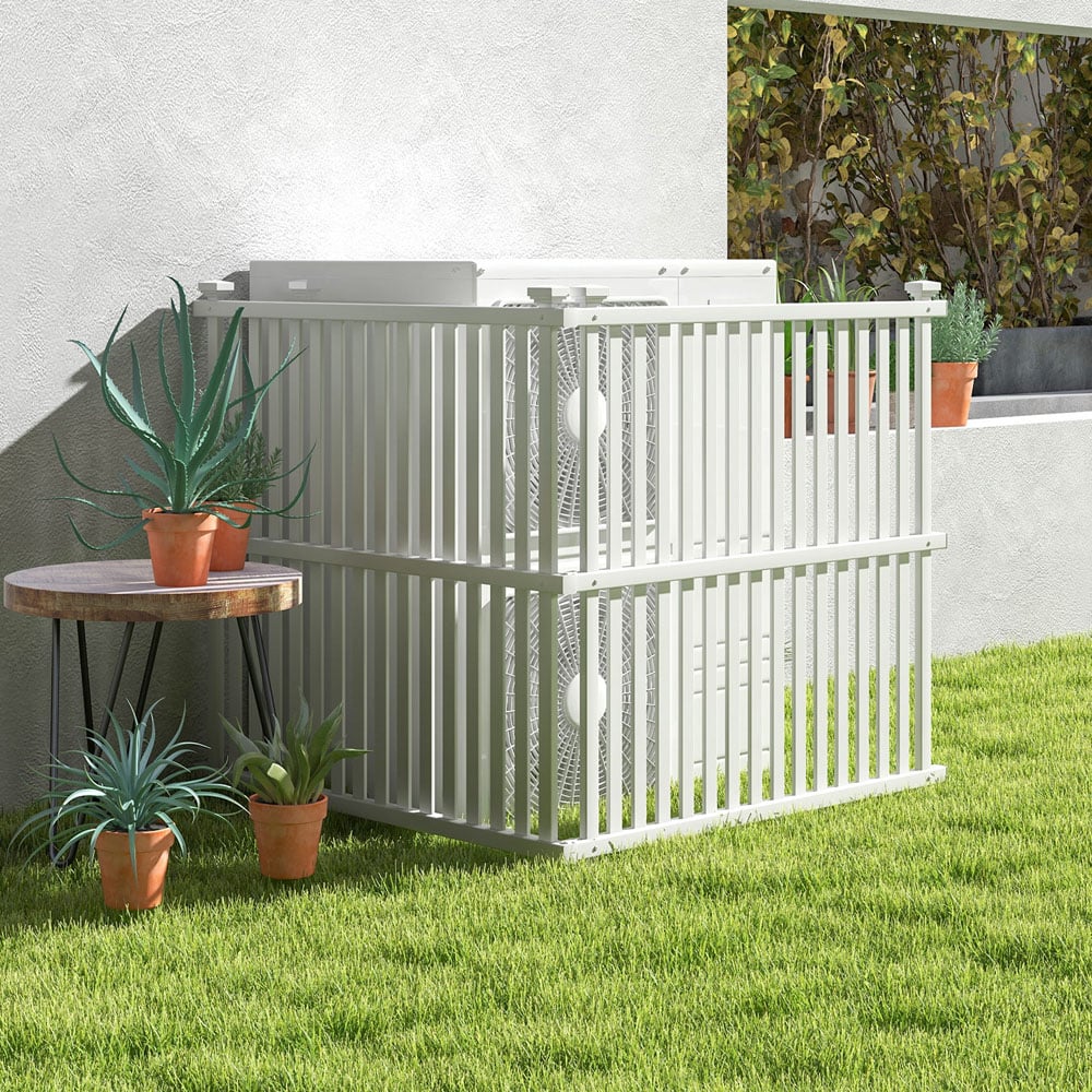 Costway White Air Conditioner Fence Panel Image 2