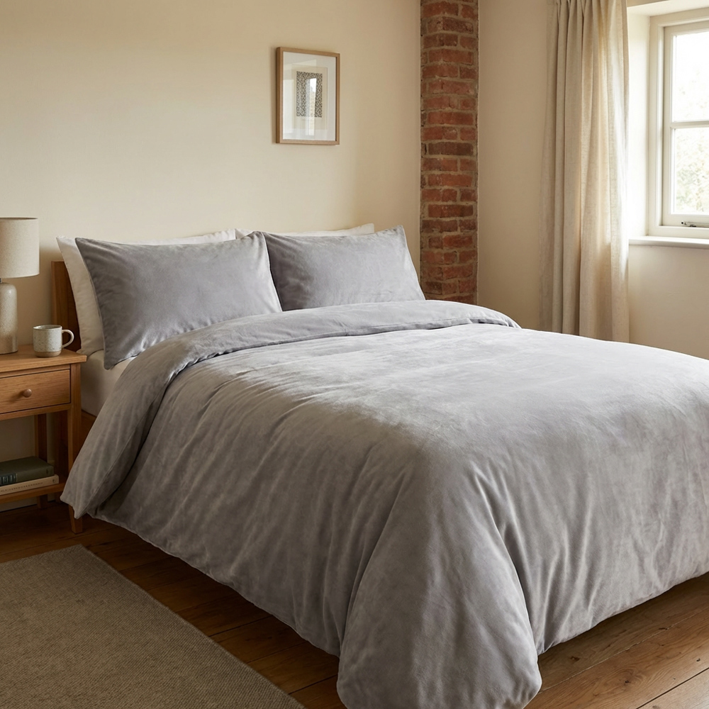 Selena Velvet Duvet Set Grey King Image 6