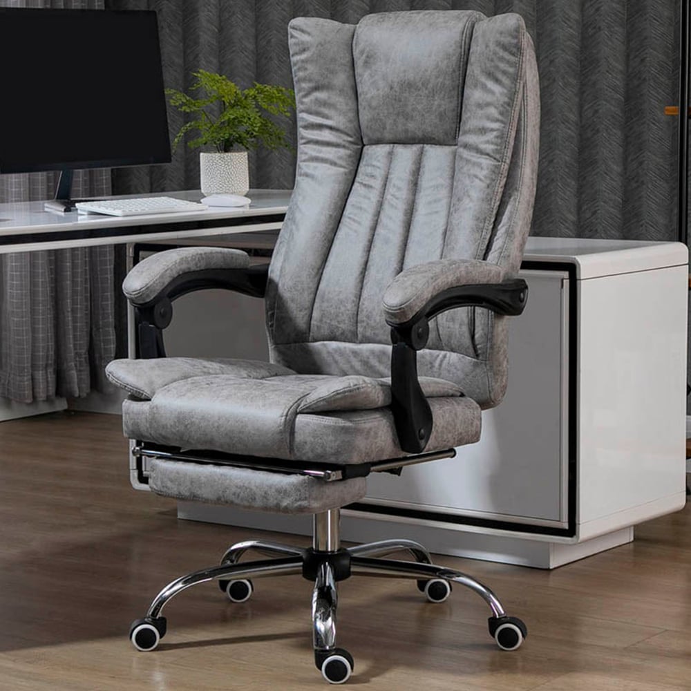 Portland Grey Microfibre Swivel Office Desk Chair Image 1