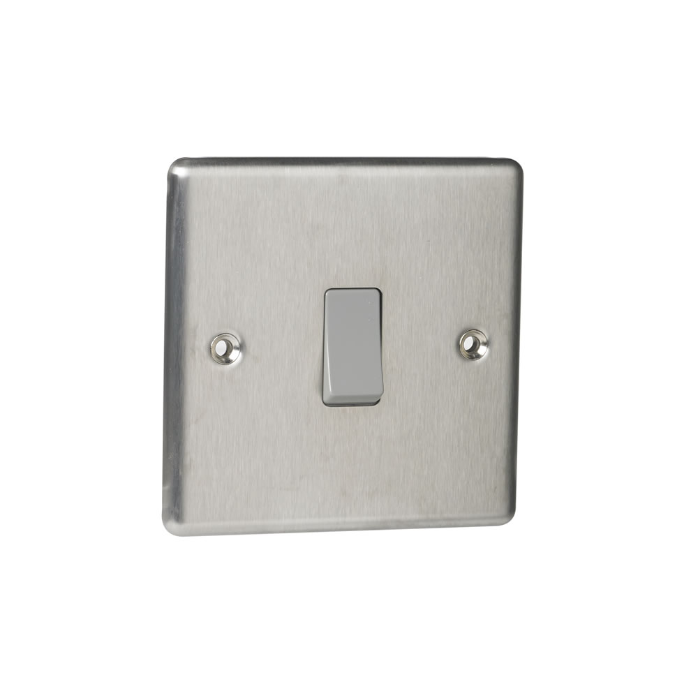 Wilko Single 2 Way Brushed Stainless Steel Switch Image