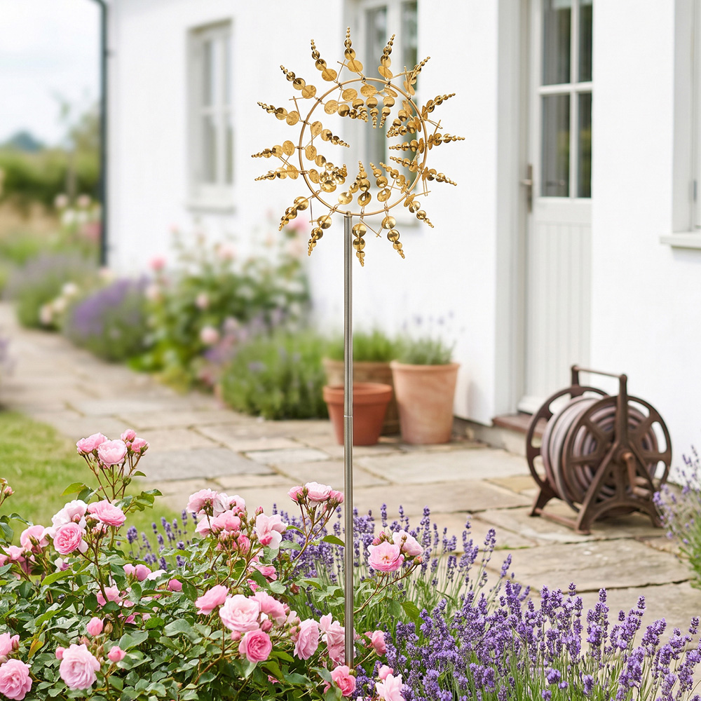 Living and Home Gold Metal Wind Spinner Garden Decoration Image 5