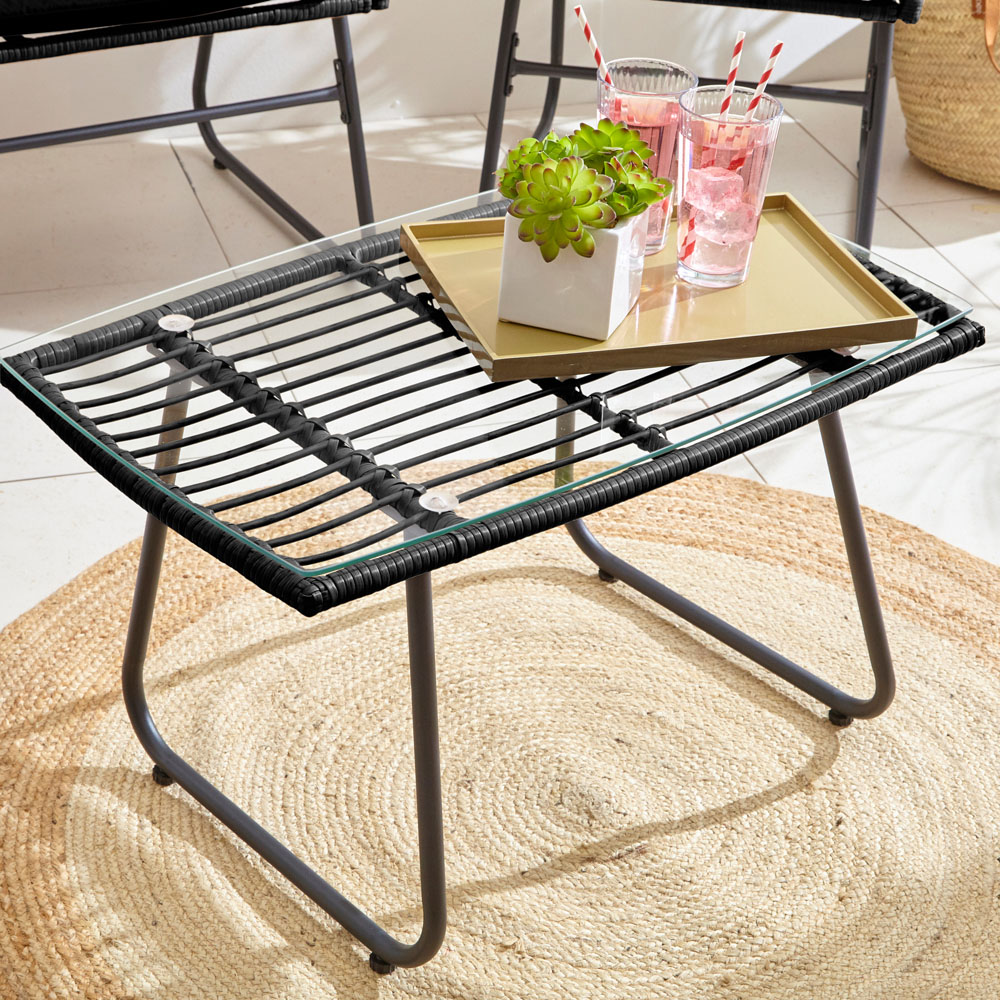Neo 4 Seater Black Bamboo Style Table Set Image 4