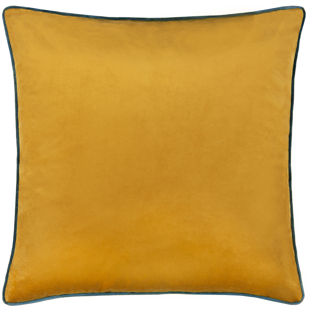 Furn Meridian Ochre and Teal Velvet Cushion 45 x 45cm Image 1