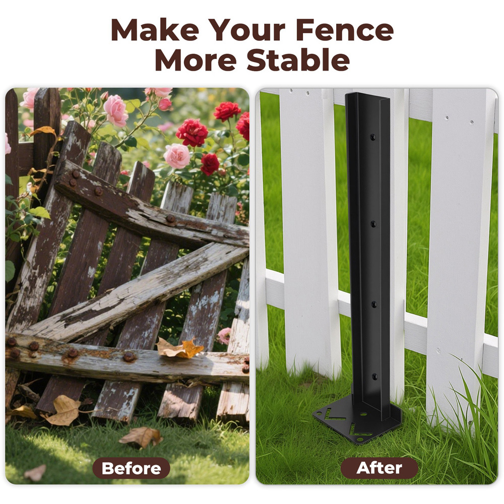 Traderight Black Heavy Duty Metal Fence Post Ground Spike 2 Pack Image 5