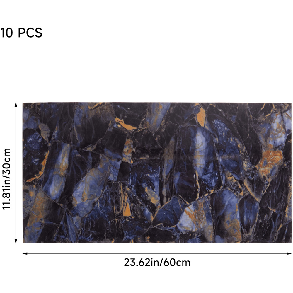 Living and Home 10 Piece Dark and Gold Marble PVC Peel and Stick Wall Sticker Image 5