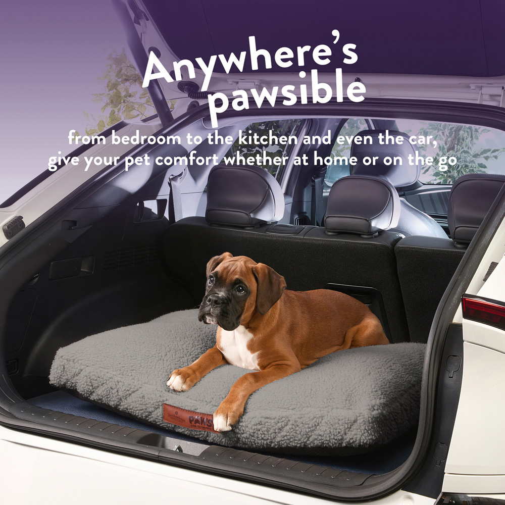 Slumberdown Medium Light Grey Sherpa Pet Bed Image 6