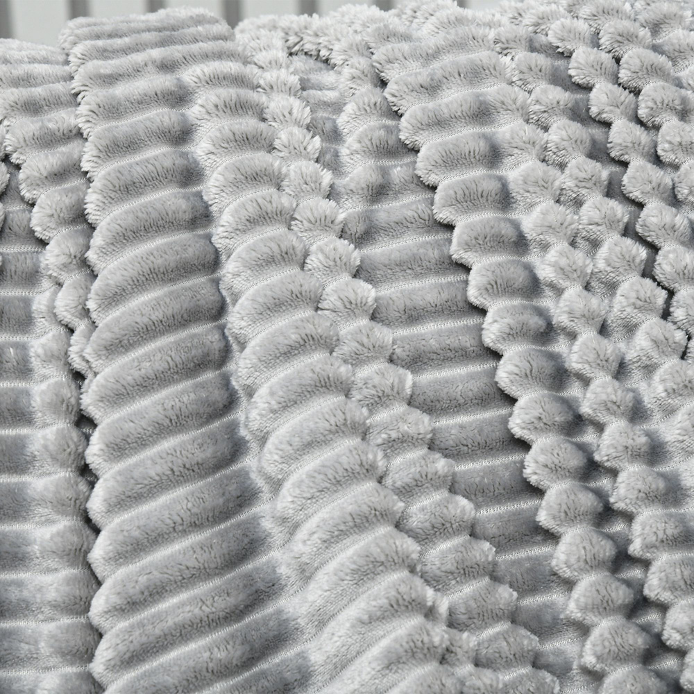 Portland King Size Grey Flannel Fleece Blanket 230 x 230cm Image 3