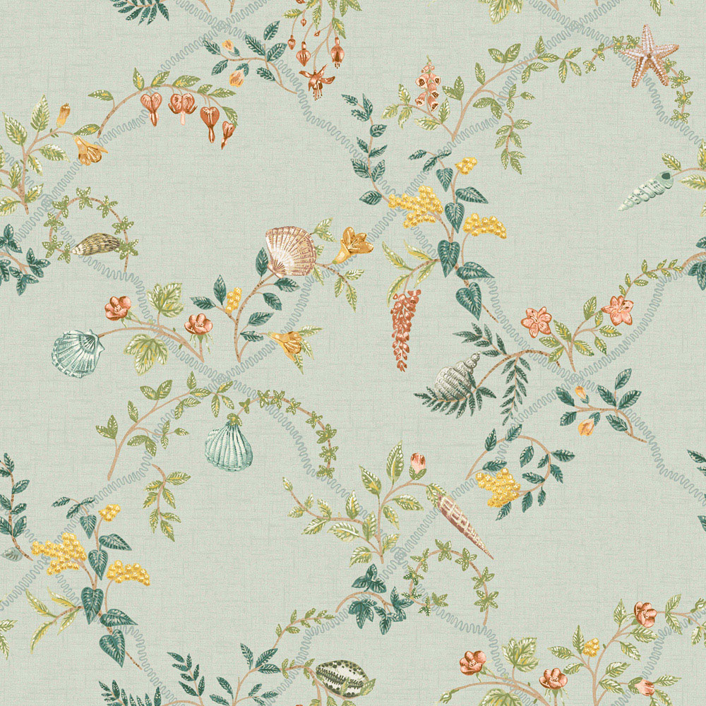 Holden Decor Shell Trellis Duck Egg Blue Wallpaper Image 1