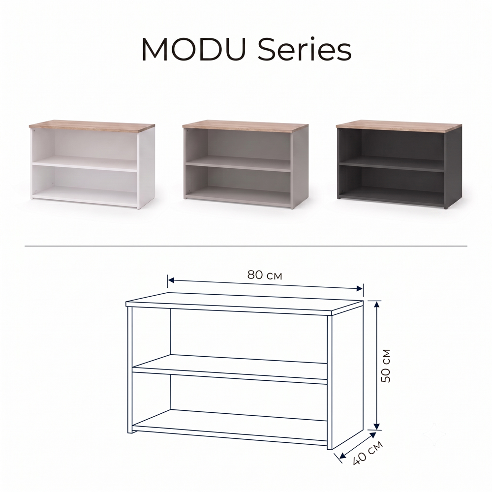 Shefa Line MODU 80 2 Shelf White and Sonoma Oak Open Storage Unit Image 5